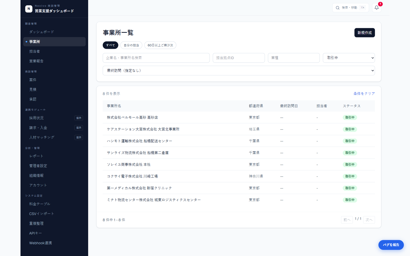nexivo の画面